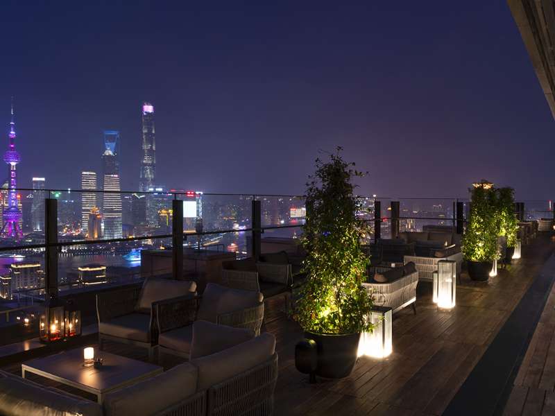 la Terrazza by night at The Bvlgari Hotel Shanghai