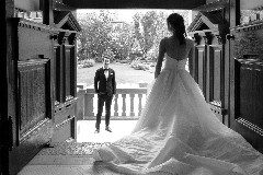 The groom wiating for the bride at the entrance of The Bvlgari Hotel Shanghai